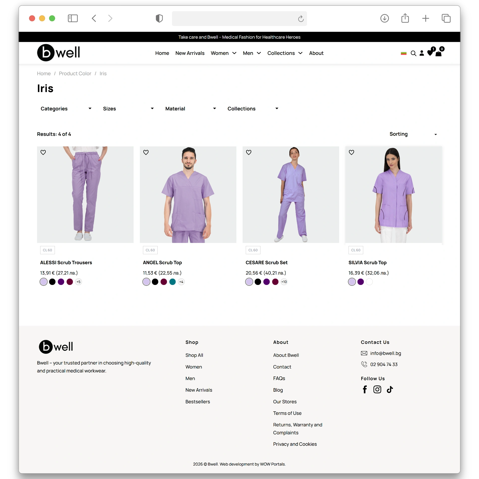 Bwell medical apparel color archive