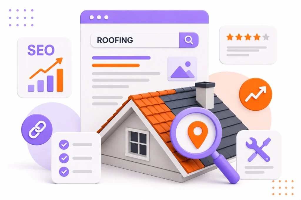 Roofing SEO strategy dashboard for a roofing company